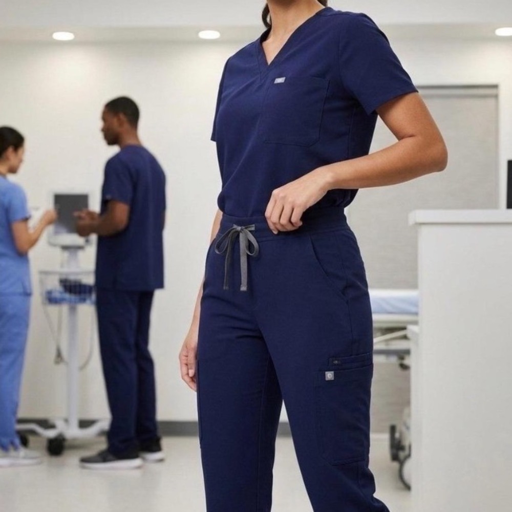 FIGS Navy Blue Scrub Set Casma V-Neck Top and Jogger Pants Women 3XL Plus Size